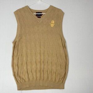Byron Nelson Men's Tan Diamond Pattern V-Neck Sweater Vest Size large 100% Silk